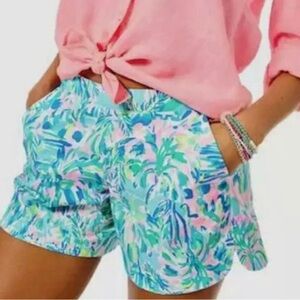Lilly Pulitzer Ocean View Blue Ibiza Cabana Cocktail Shorts Size Small